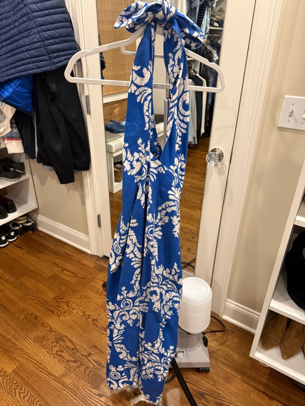 RHODE Linen Blue and White Floral Halter Dress